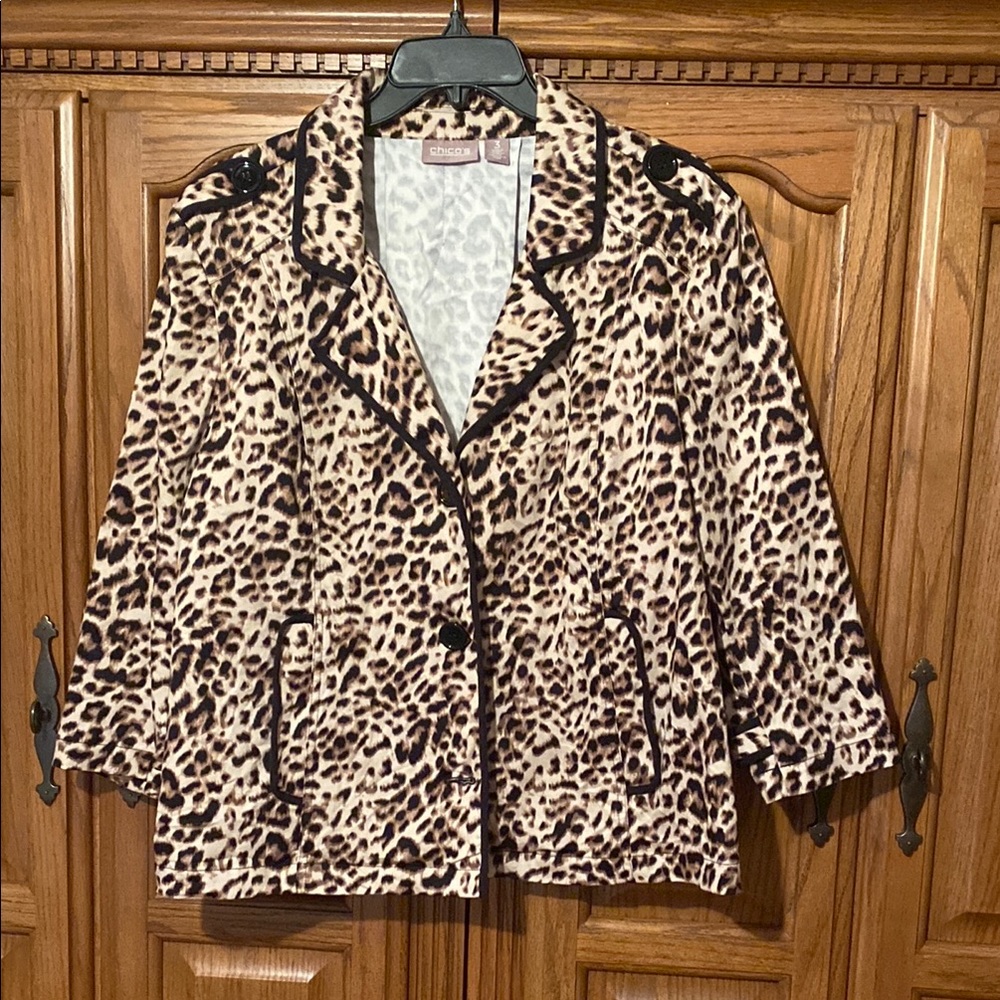 Chico's Brown and Black Leopard Print Blazer (Chico size 3)